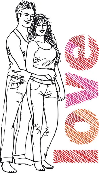 Boceto de pareja. Ilustración vectorial — Vector de stock