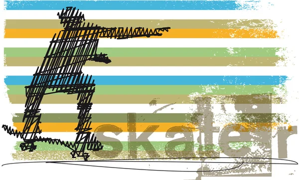 Salto astratto dello skateboarder. Illustrazione vettoriale — Vettoriale Stock
