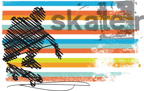 Abstracte skateboarder springen. vectorillustratie — Stockvector