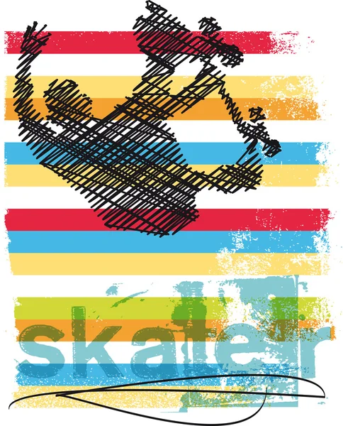 Abstract Skateboarder jumping. Vector illustration — Stock Vector