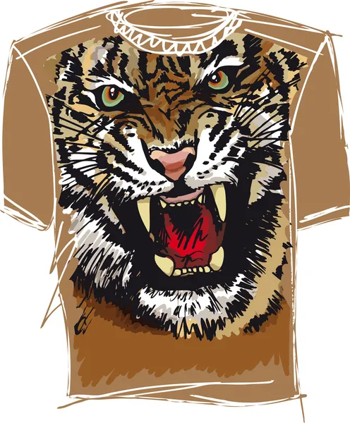 Tee sketch of tiger. vector illustration — Stock Vector