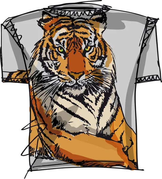 Tee schets voor tiger. vectorillustratie — Stockvector