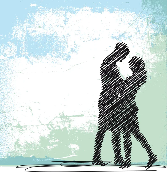 Abstrakt skiss av paret kyssas. vektor illustration — Stock vektor