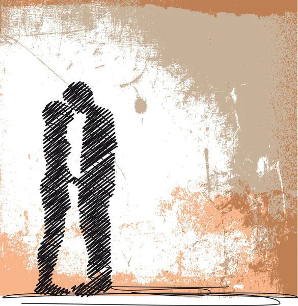 Schiță abstractă de sărut de cuplu. ilustrație vectorială — Vector de stoc
