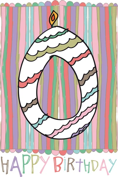 रंगीन पृष्ठभूमि के साथ नंबर 0 जन्मदिन मोमबत्तियों का चित्रण — स्टॉक वेक्टर