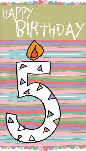 Renkli arka plan ile çizimi sayı 5 doğum günü mumları — Stok Vektör