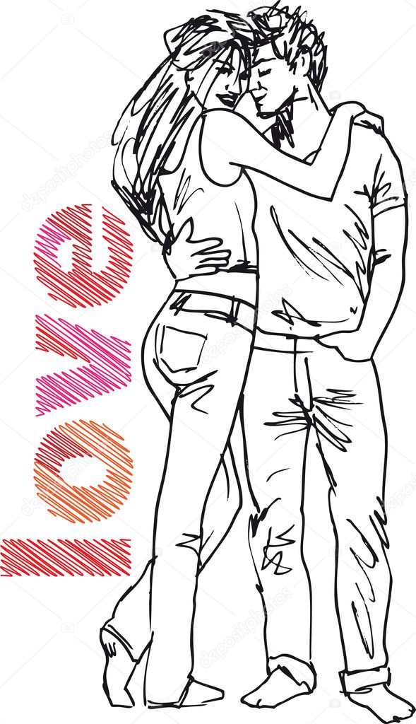 Sketch of couple. Vector illustration