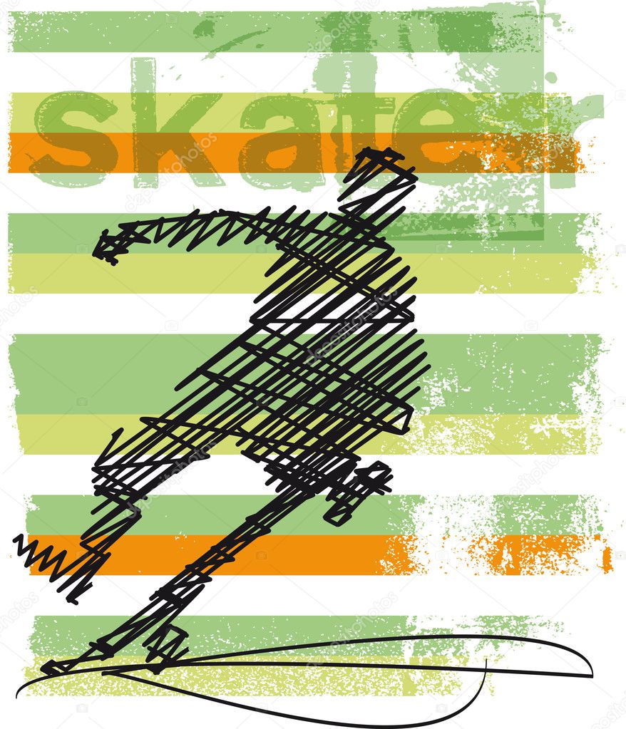 Abstract Skateboarder jumping. Vector illustration