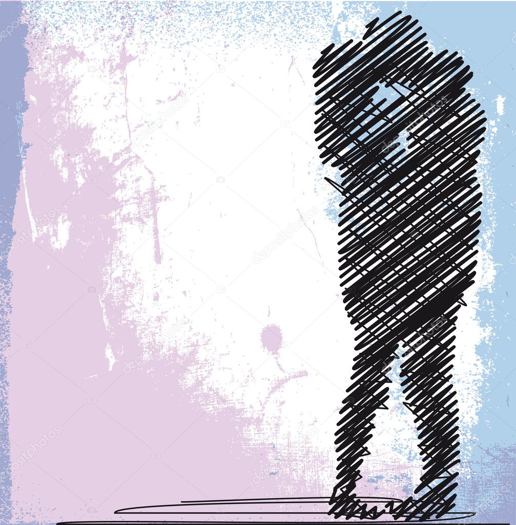 Abstract sketch of couple kissing. vector illustration