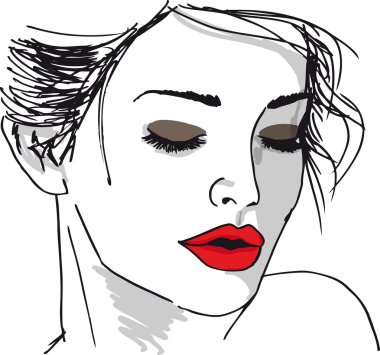 Sketch of beautiful woman face. Vector illustration clipart