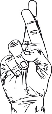 Sketch of Hand with crossed fingers. Vector illustration clipart