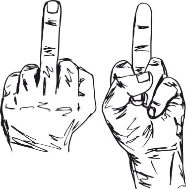 Sketch of Hand show fuck off with the middle finger. clipart