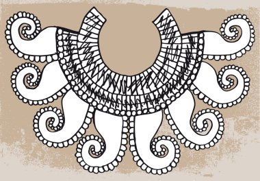 Sketch of ancient necklace. Vector illustration clipart