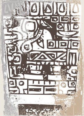 Grunge Inca simgesi. vektör çizim