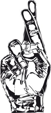 Sketch of Hand with crossed fingers. Vector illustration clipart