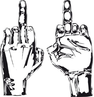 Sketch of Hand show fuck off with the middle finger. clipart