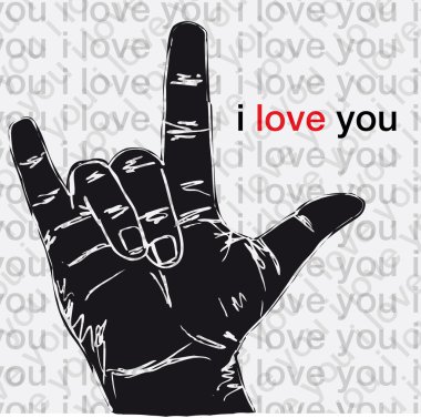 I love you hand symbolic gestures. Vector illustration clipart