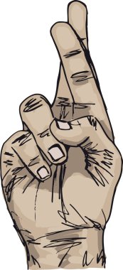 Sketch of Hand with crossed fingers. Vector illustration clipart