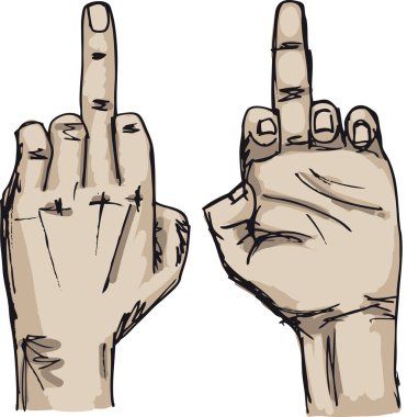 Sketch of Hand show fuck off with the middle finger. clipart