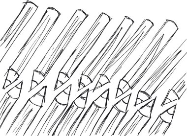 Sketch of pencils pattern. Vector illustration clipart