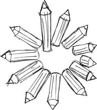 Sketch of pencils pattern. Vector illustration clipart