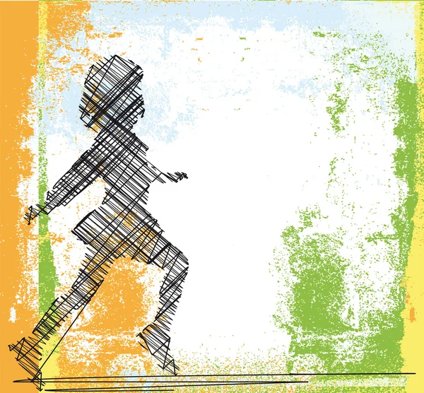 Skiss av löpande flicka. vektor illustration — Stock vektor