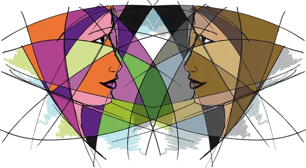 Abstract women face. Vector illustration — Stock Vector