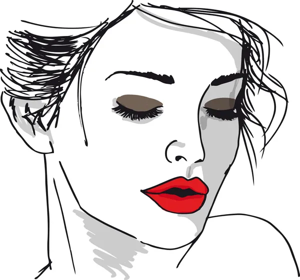 Skiss av vacker kvinna ansikte. vektor illustration — Stock vektor