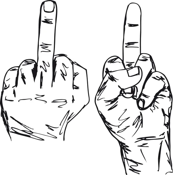 Σκίτσο του χεριού δείχνουν fuck off με το μεσαίο δάχτυλο. — Διανυσματικό Αρχείο