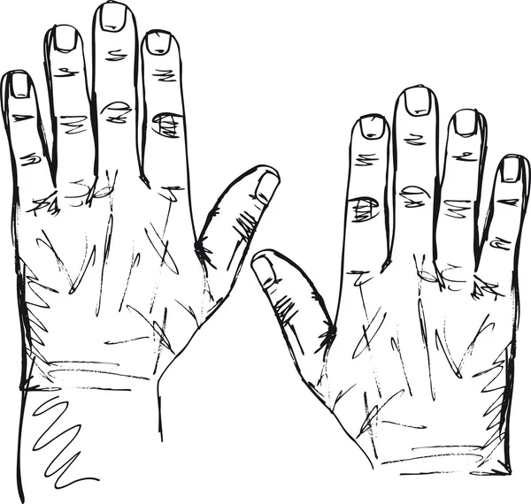 Skizze der rechten und linken Hand. Vektorillustration — Stockvektor