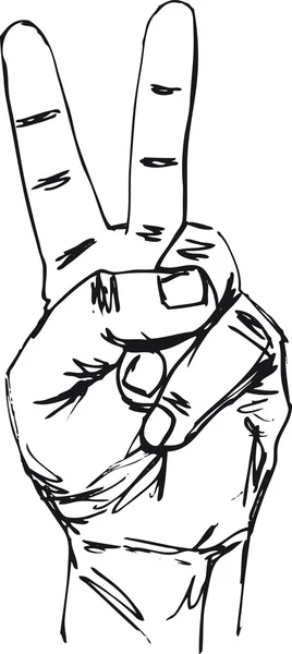 Skiss över hand i seger tecken. vektor illustration — Stock vektor