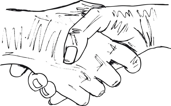 Sketch of shaking hands. Vector illustration — Stock Vector