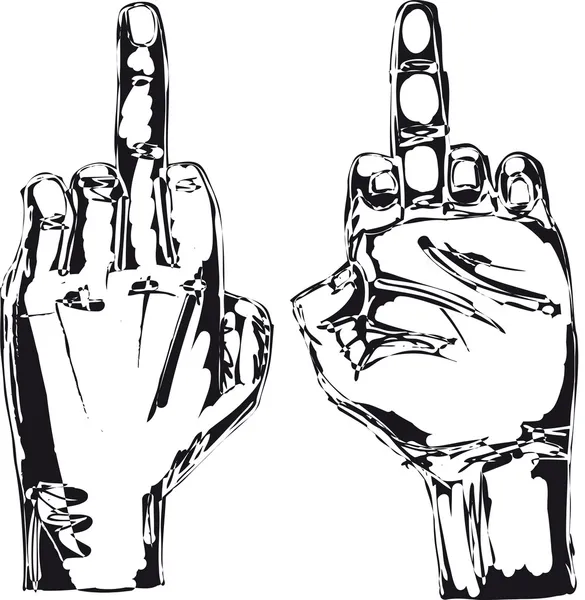 Boceto de la mano mostrar a la mierda con el dedo medio . — Vector de stock
