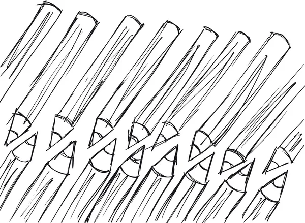 Dibujo del patrón de lápices. Ilustración vectorial — Vector de stock