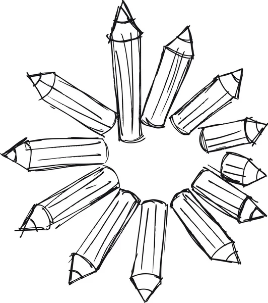 Esboço do padrão dos lápis. Ilustração vetorial —  Vetores de Stock