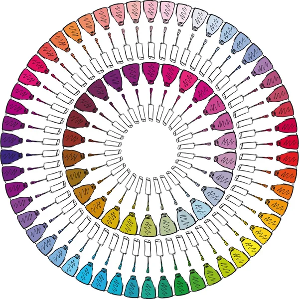 Skiss av färgglada nagellack. vektor illustration — Stock vektor