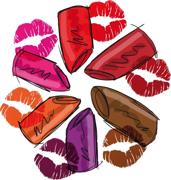Sketch of lipsticks. Vector illustration — Stock Vector