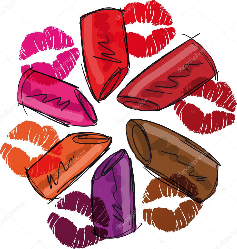 Sketch of lipsticks. Vector illustration