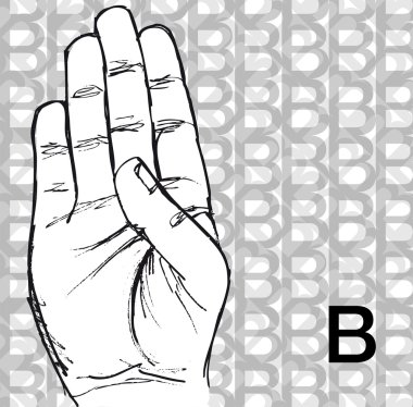 işaret dilini el hareketleri, mektup b Sketch.