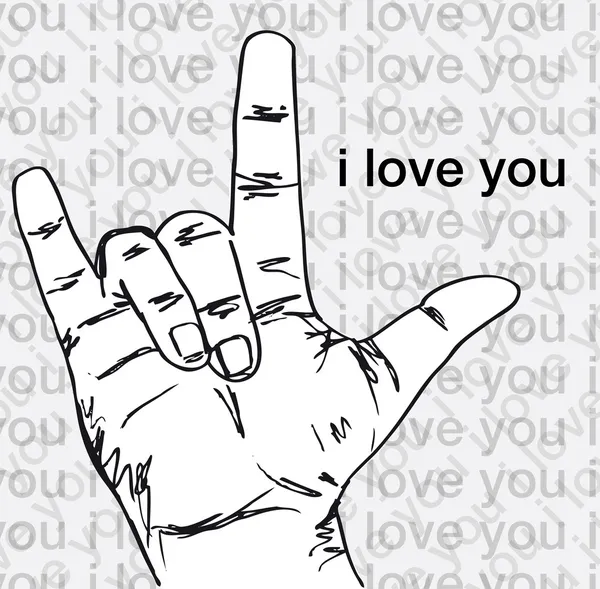 I love you hand symbolic gestures. Vector illustration — Stock Vector