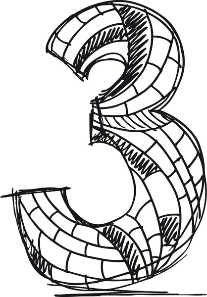 Número dibujado a mano abstracto — Vector de stock