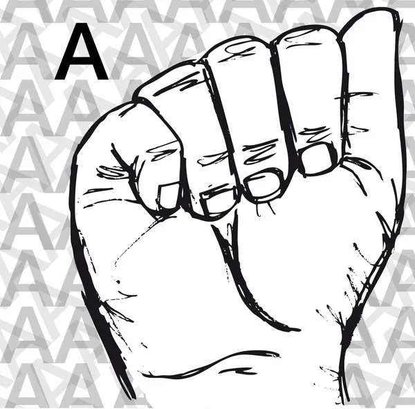 Sketch of Sign Language Hand Gestures, Letter A. — Stock Vector ...