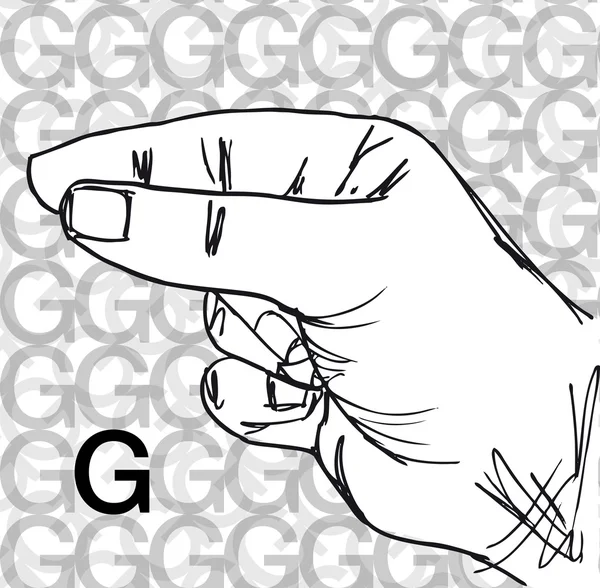 Sketch of Sign Language Hand Gestures, Letter G. — Stock Vector