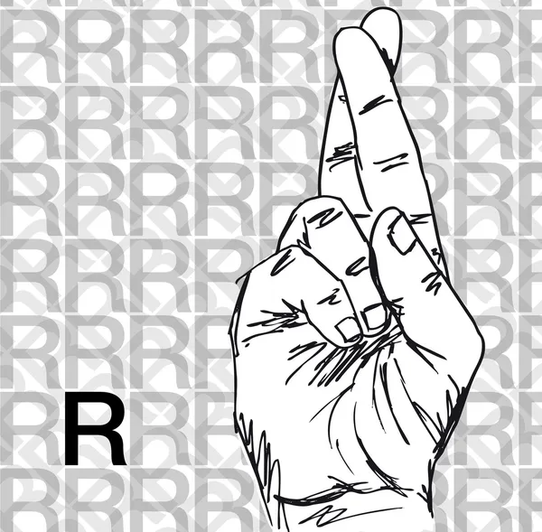 stock vector Sketch of Sign Language Hand Gestures, Letter R.