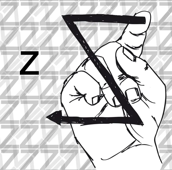 Sketch of Sign Language Hand Gestures, Letter z. — Stock Vector