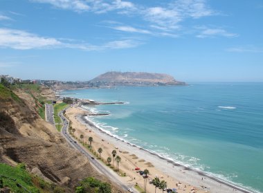 Yeşil sahil plaj miraflores, lima peru vurdu.