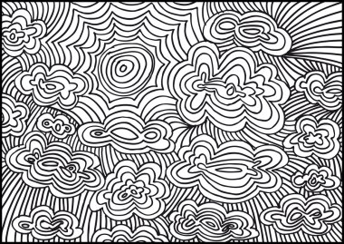 güneşin ve bulutların kroki. vektör çizim