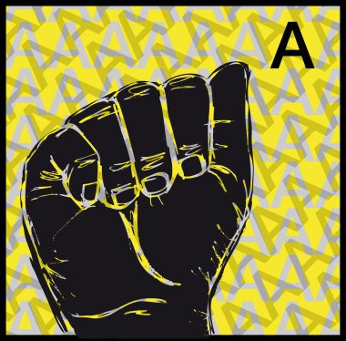 Sketch of Sign Language Hand Gestures, Letter A. Vector illustration clipart