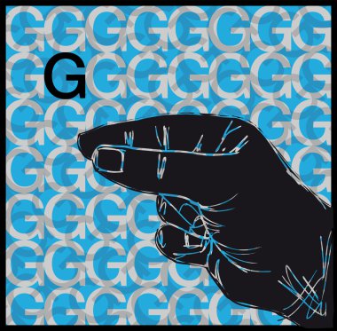 Sketch of Sign Language Hand Gestures, Letter G. Vector illustration clipart