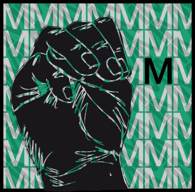 Sketch of Sign Language Hand Gestures, Letter M. Vector illustration clipart